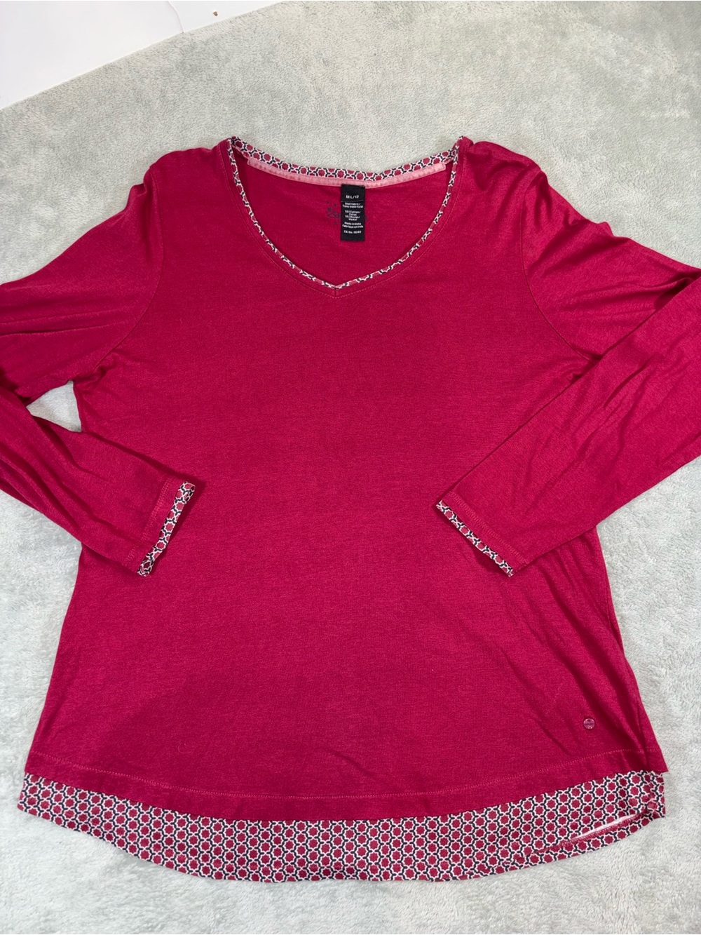 Olsen Europe Raspberry Pink Red Long Sleeve Split Back Top M/L